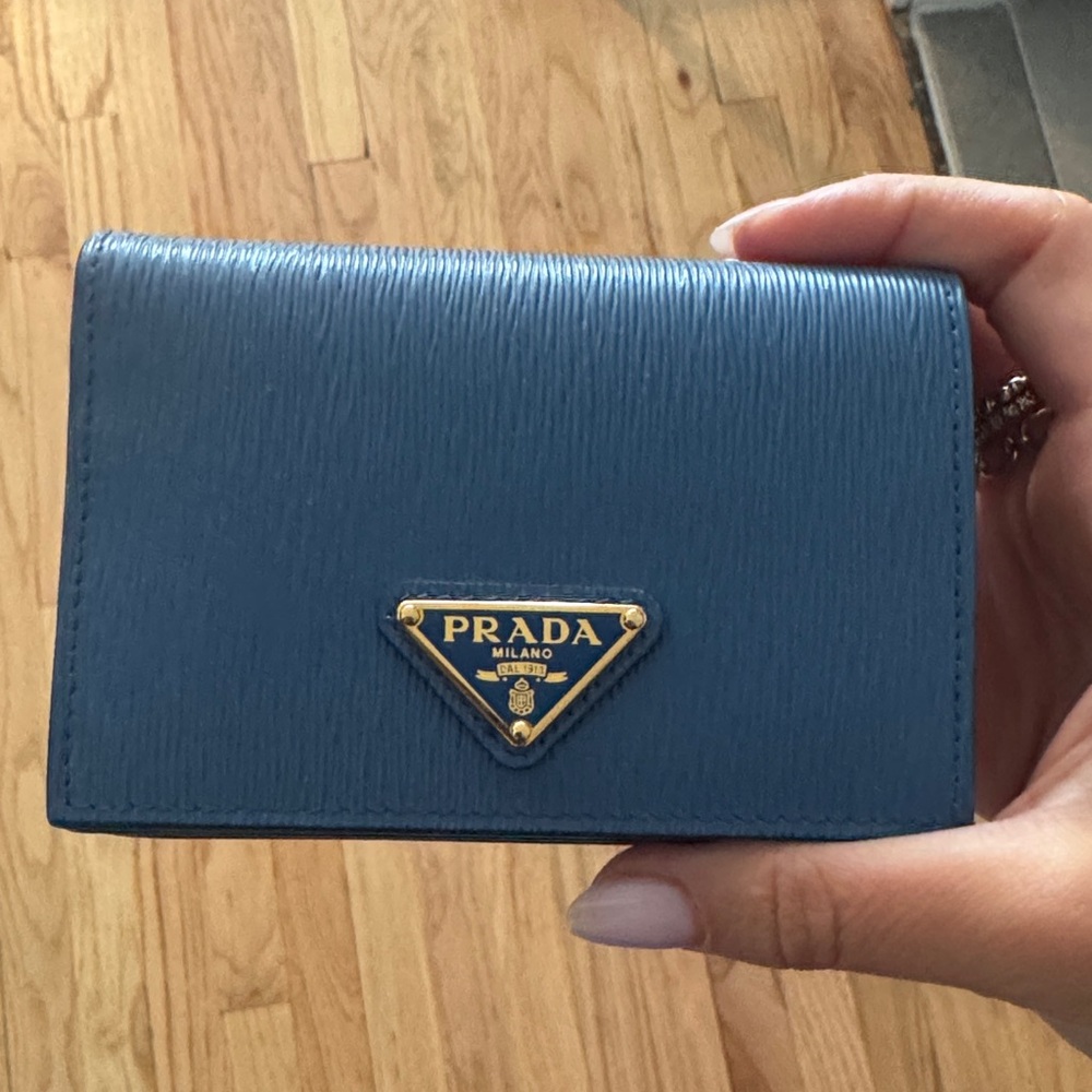 Prada Textured Blue Wallet